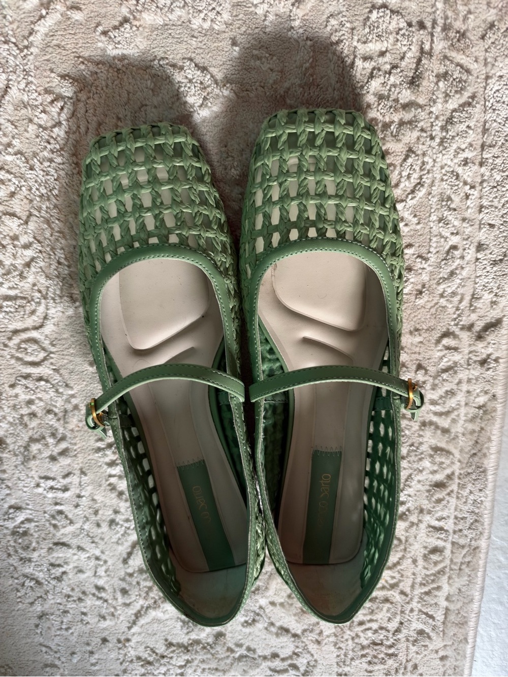 Franco Sarto Woven Mary Jane Flats in Sage Green
